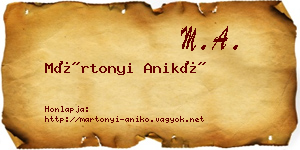 Mártonyi Anikó névjegykártya